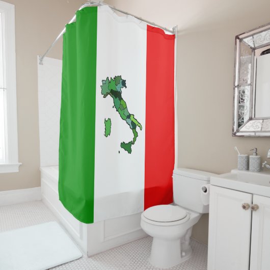 Groene kaart van Italië en de Italiaanse vlag Douchegordijn (In situ)