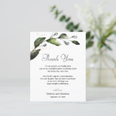 Groene kaart voor bedankje huwelijksreceptie (Staand voorkant)