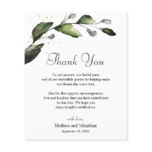 Groene kaart voor bedankje huwelijksreceptie