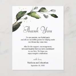 Groene kaart voor bedankje huwelijksreceptie