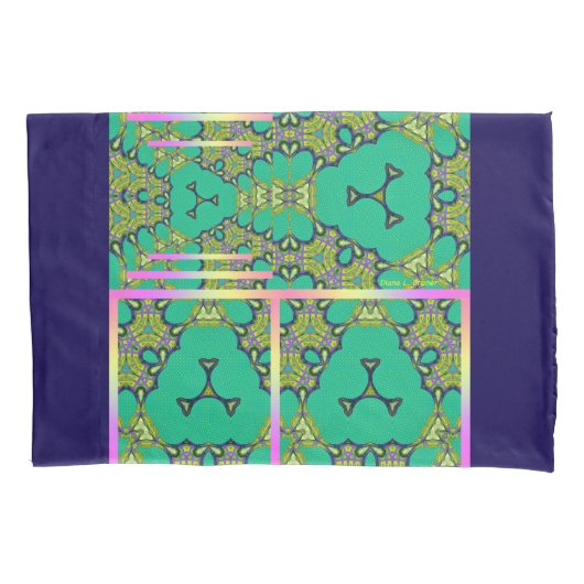 Groene Kaleidoscoop Paar Kussensloop (Voorkant-Links)