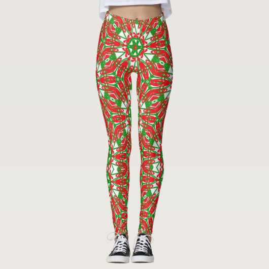 Groene Kaleidoscopen Leggings (Voorkant)