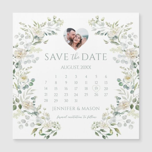 Groene kalender Bewaar de datum Fotomagneet (Voorkant)