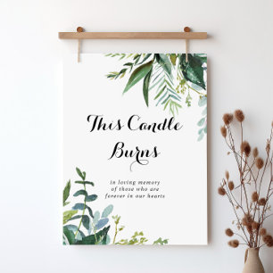 Groene kalligrafie Deze kaars brandt bord Poster