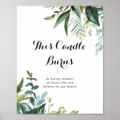 Groene kalligrafie Deze kaars brandt bord Poster (Voorkant)