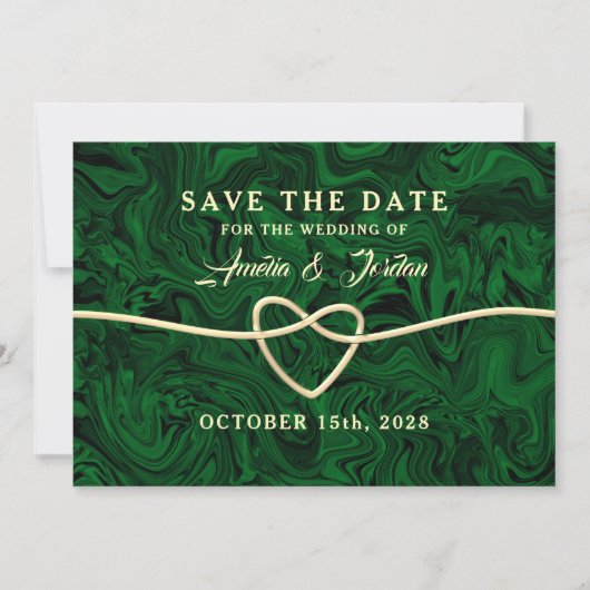 Groene kalligrafie die de datum bewaart save the date (Voorkant)