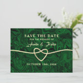 Groene kalligrafie die de datum bewaart save the date (Staand voorkant)