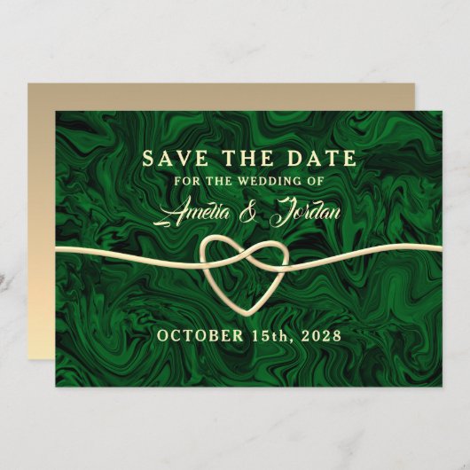 Groene kalligrafie die de datum bewaart save the date (Voorkant / Achterkant)