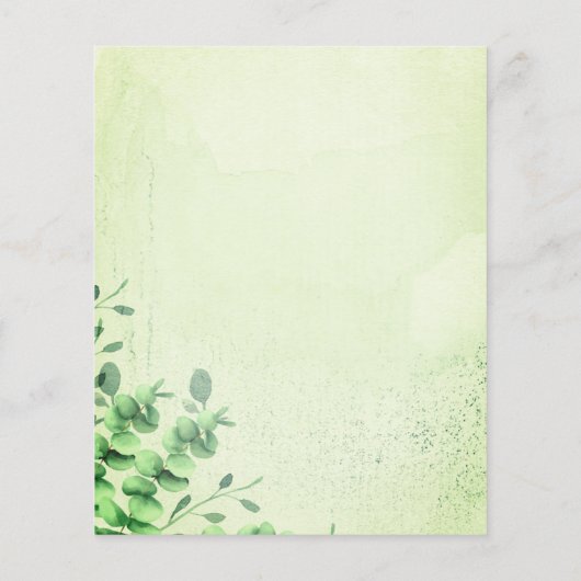 Groene kalligrafie Eucalyptus budget speciale dag Flyer (Achterkant)