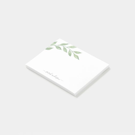 Groene kalligrafie gepersonaliseerd post-it® notes (Schuin)
