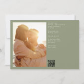 Groene kalligrafie Klassieke QR Code Twee Foto Save The Date (Achterkant)