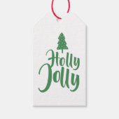 Groene kalligrafie script Holly Jolly van Cadeaulabel (Voorkant)