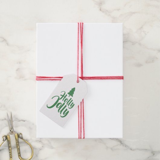 Groene kalligrafie script Holly Jolly van Cadeaulabel (Met Touw)