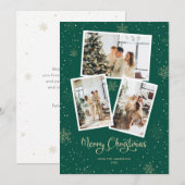 Groene Kalligrafie Sneeuwfoto Vrolijke Kerstmis Ka Feestdagenkaart (Voorkant / Achterkant)