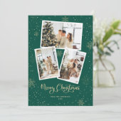 Groene Kalligrafie Sneeuwfoto Vrolijke Kerstmis Ka Feestdagenkaart (Staand voorkant)