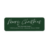 Groene kalligrafie Vrolijk kerstretouradres Etiket (Voorkant)