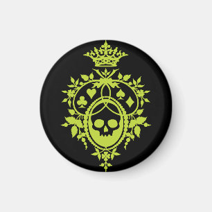Groene kam met schedel en kaartkleuren magneet