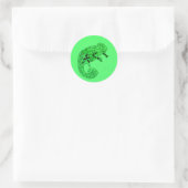 Groene kameleinkt ronde sticker (Tas)