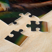 Groene kameleon op de tak legpuzzel (Zijkant)
