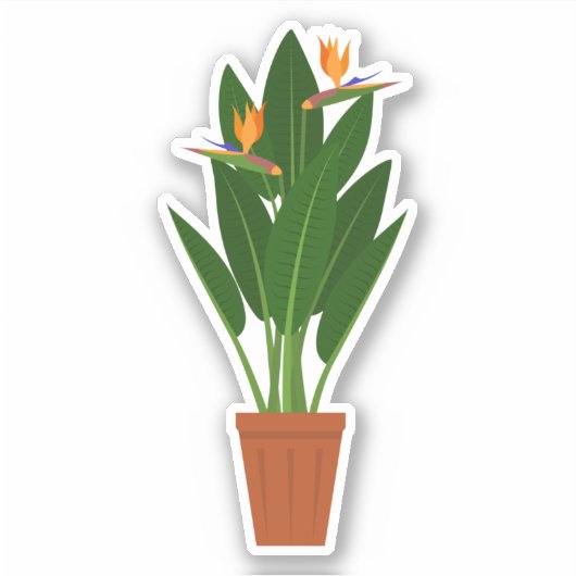 Groene kamerplant in pot transparante sticker (Voorkant)