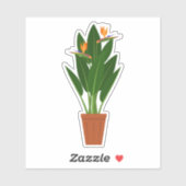 Groene kamerplant in pot transparante sticker (Vel)