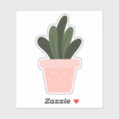 Groene kamerplant in roze pot doorzichtige sticker (Vel)