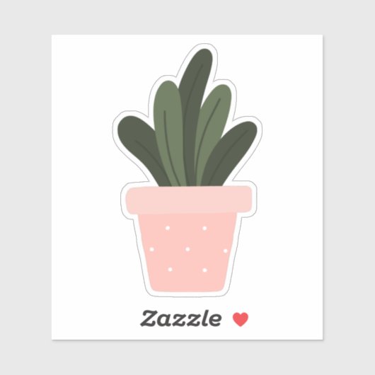 Groene kamerplant in roze pot doorzichtige sticker (Vel)