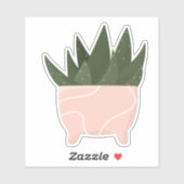 Groene kamerplant in roze pot transparante sticker (Vel)