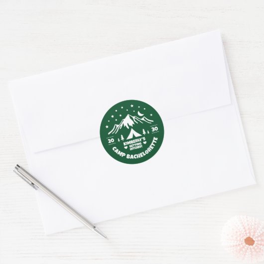 Groene Kamp Bachelorette Bruid Ronde Sticker (Envelop)