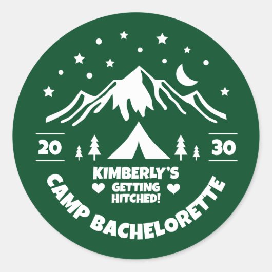 Groene Kamp Bruidsmeisjes Bruid Ronde Sticker (Voorkant)