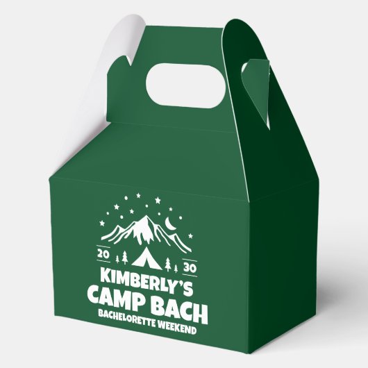 Groene Kampeer Bach Party Bedankdoosjes (Voorkant)