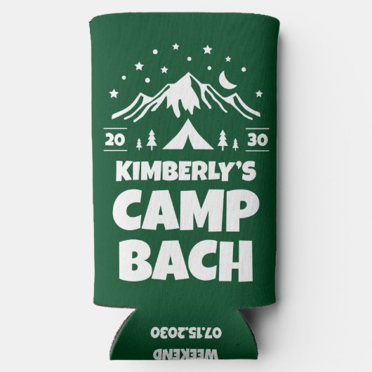 Groene Kampeer Bach Party Seltzer Blikjeskoeler (Achterkant)