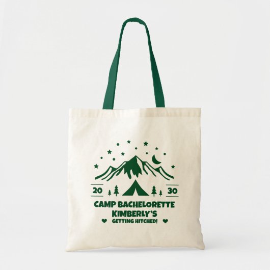 Groene kampeer-vrijgezellenfeest  tote bag (Voorkant)