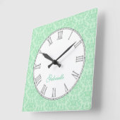 Groene kangaroo paw damask name wall klok (Hoek)