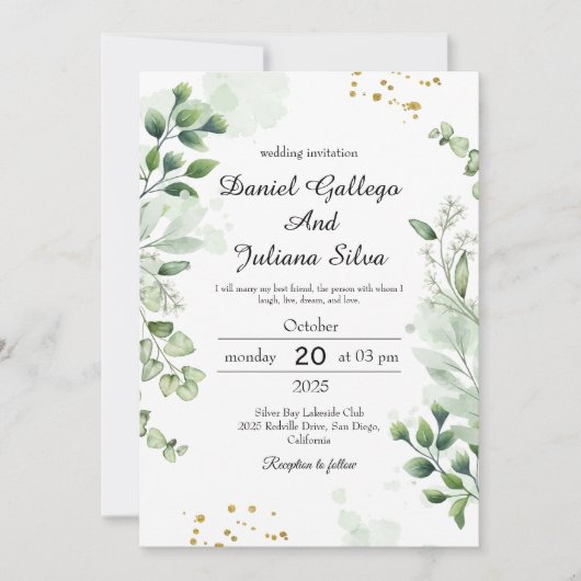 groene kant bruiloft uitnodiging (Voorkant)