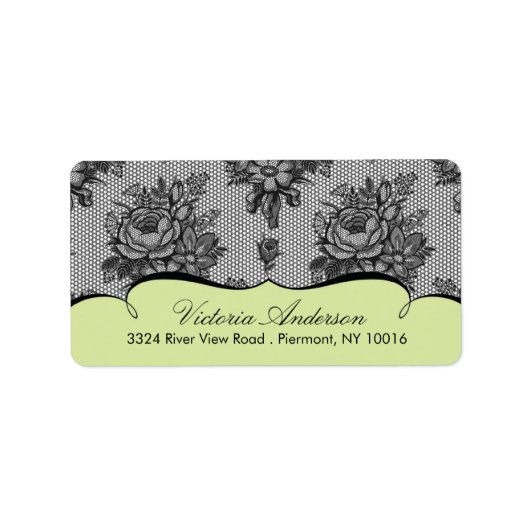 Groene kant Damask retour adres labels. Etiket (Voorkant)