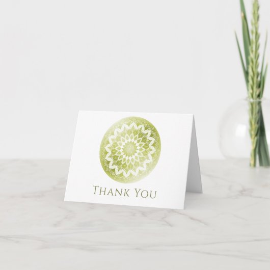 Groene Kant Mandala Bruiloft Bedankkaart (Voorkant)