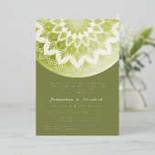 Groene Kant Mandala Bruiloft Folie Uitnodiging (Staand Voorkant)