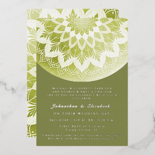 Groene Kant Mandala Bruiloft Folie Uitnodiging
