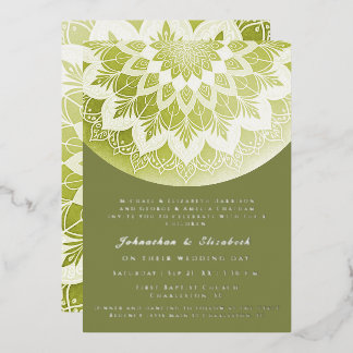 Groene Kant Mandala Bruiloft Folie Uitnodiging