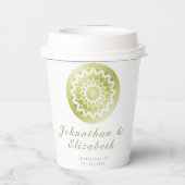 Groene Kant Mandala Bruiloft Papieren Bekers (Achterkant)