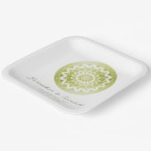 Groene Kant Mandala Bruiloft Papieren Bordje (Gebogen)