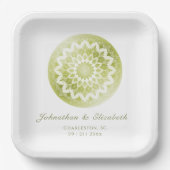 Groene Kant Mandala Bruiloft Papieren Bordje (Voorkant)