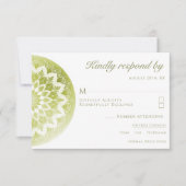 Groene Kant Mandala Bruiloft RSVP Kaartje (Voorkant)