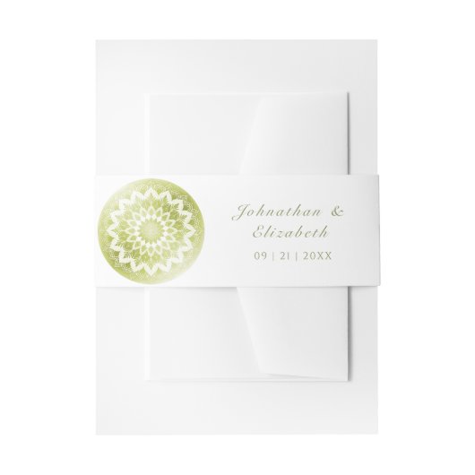 Groene Kant Mandala Bruiloft Uitnodigingen Wikkel (Voorkant Voorbeeld)