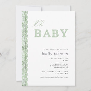 Groene Kanten Geslacht Neutrale Baby Shower Uitnod Kaart