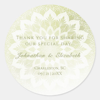 Groene Kanten Mandala Bruiloftsgeschenk Ronde Sticker