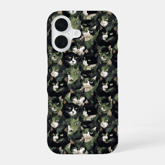 Groene kat camouflage iPhone 16 hoesje (Achterkant)