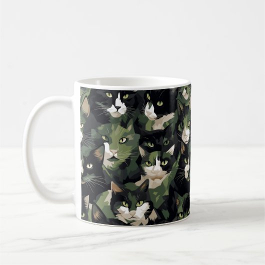 Groene kat camouflage koffiemok (Links)