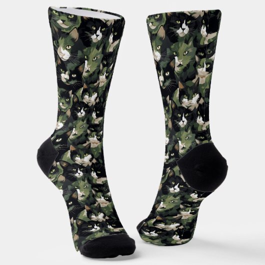 Groene kat camouflage sokken (Gebogen)